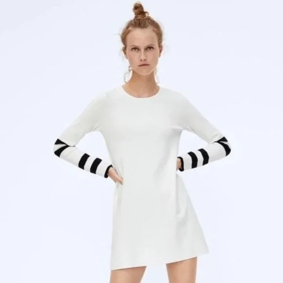 Zara | Dresses | Zara Dress Knitwear Winter White With Black Stripes On Sleeves L New | Poshmark Zara | Dresses | Zara Dress Knitwear Winter White With Black Stripes On Sleeves L New | Poshmark
